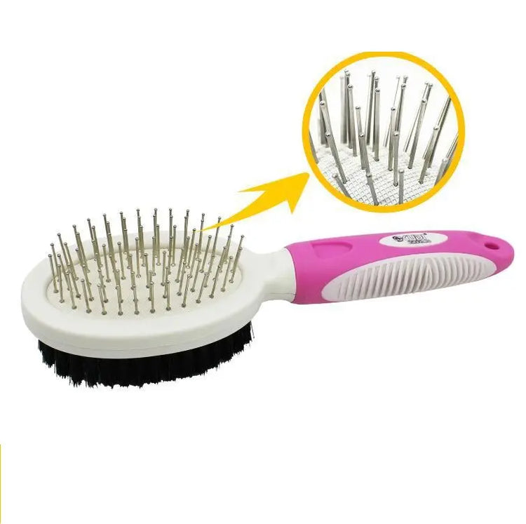 Pet Dog Cat Cleaning Grooming Products Belt Airbag Beads Gill Brush Dual-Use Flocking Steel Massage Comb Dog Brush Comb