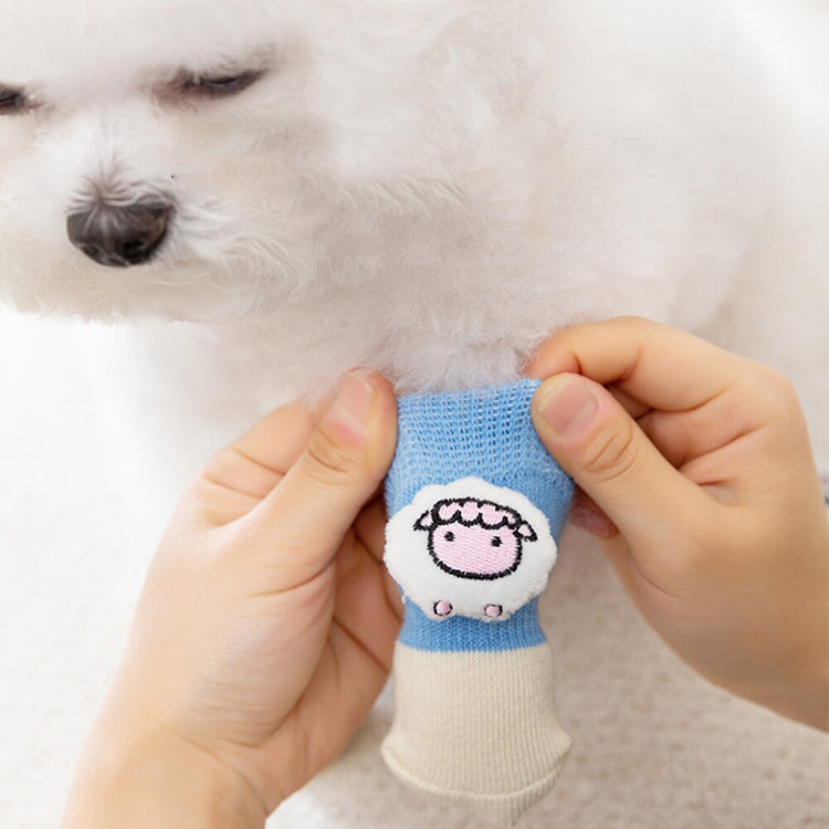 Wholesale Pet Socks Breathable Knitted Puppy Dog Socks Lovely Cartoon Printed Antiskid Socks for Small Dogs Pet Supplies