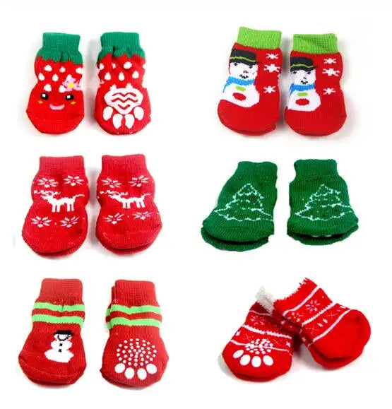 Christmas Pet Dog Shoes New Year Cute Christmas snowflake shape Knit Pet Socks Dog Socks
