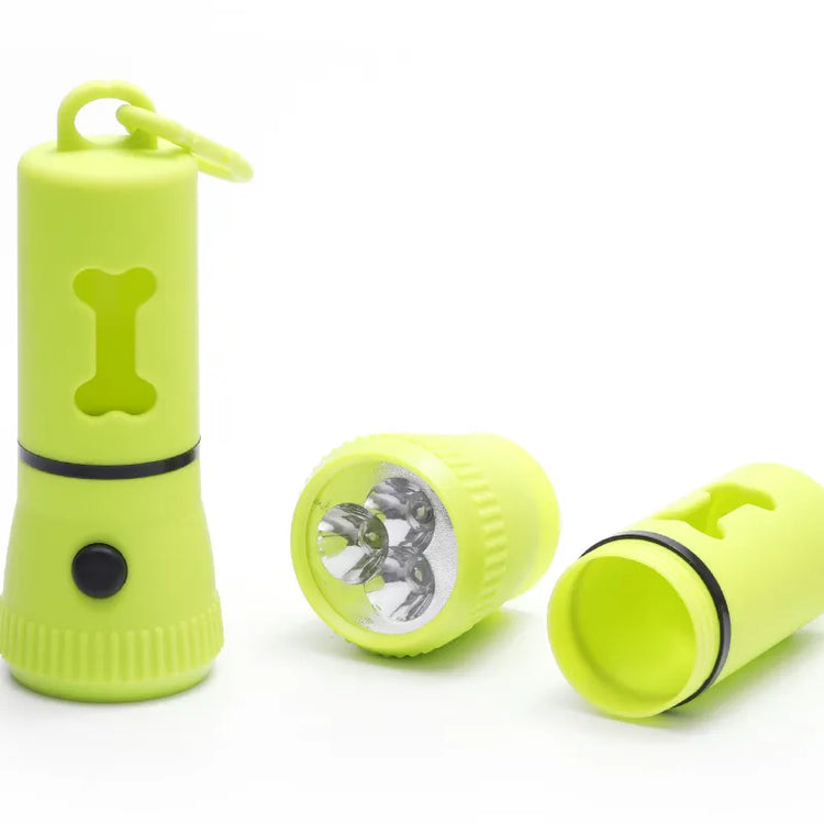 LED Pet Poop Bag Holder Dog Poop Bag Dispenser Green Footprint Bio-degradable Dog Poop Bag With Reusable Flashlight