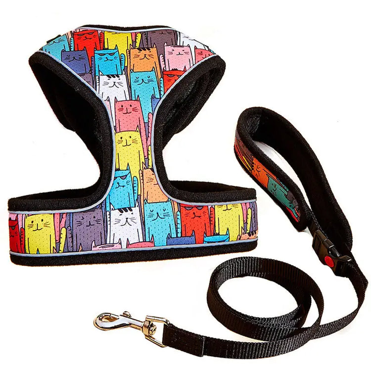 Adjustable Pet Sling Mesh Vest Suitable for cat harness and leash set for walking escape proof