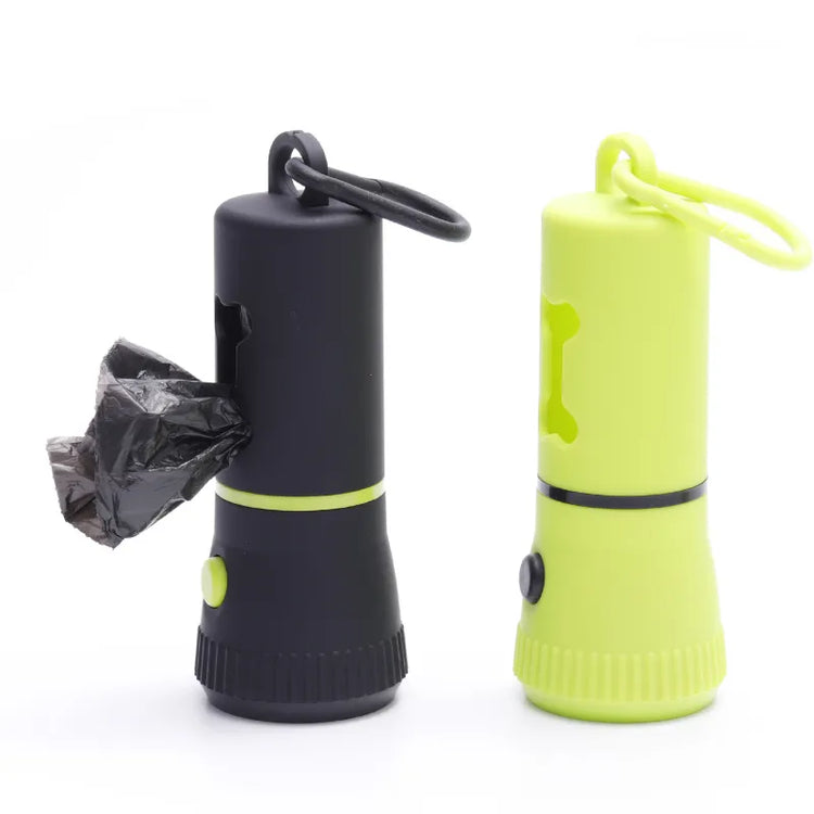 LED Pet Poop Bag Holder Dog Poop Bag Dispenser Green Footprint Bio-degradable Dog Poop Bag With Reusable Flashlight