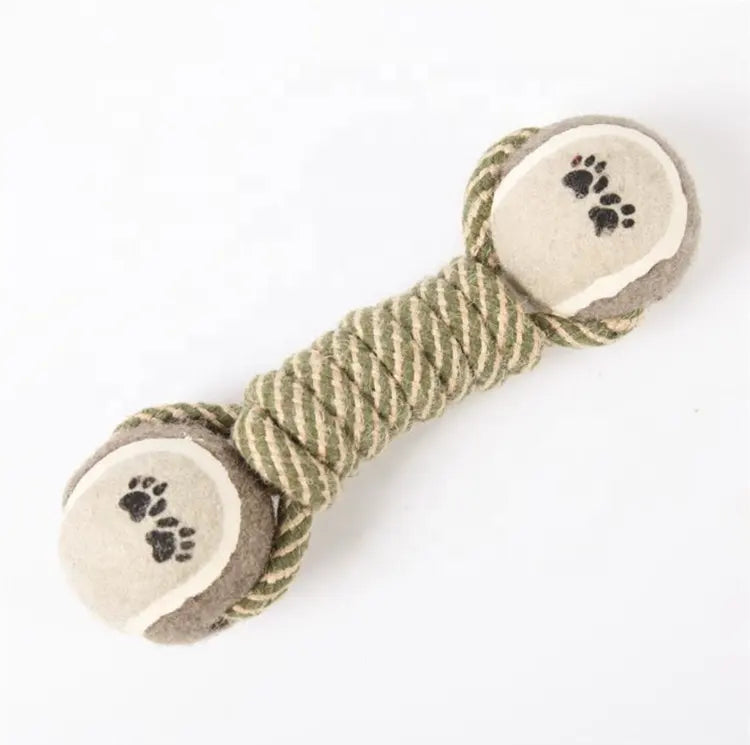 hemp cotton pet dog toy rope tennis ball