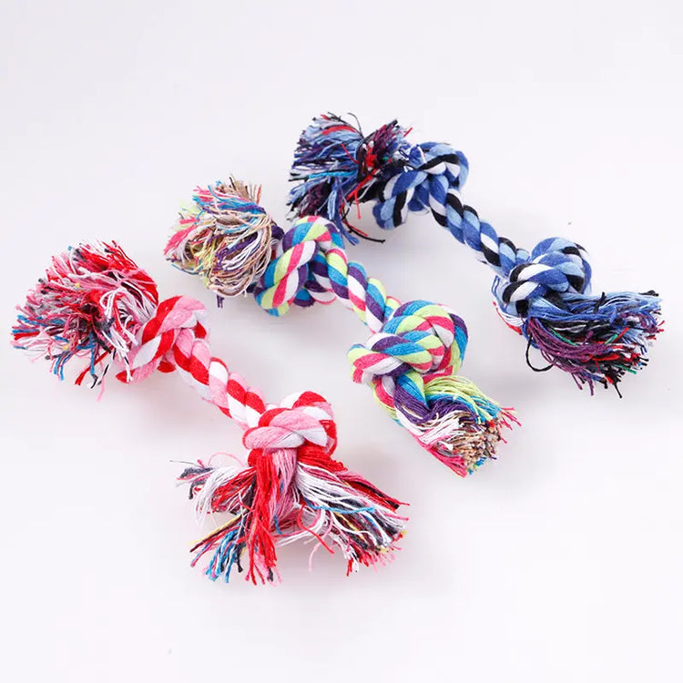 Double Knot Cotton Rope Braided Tooth Cleaning Toy Interactive Dog Toys