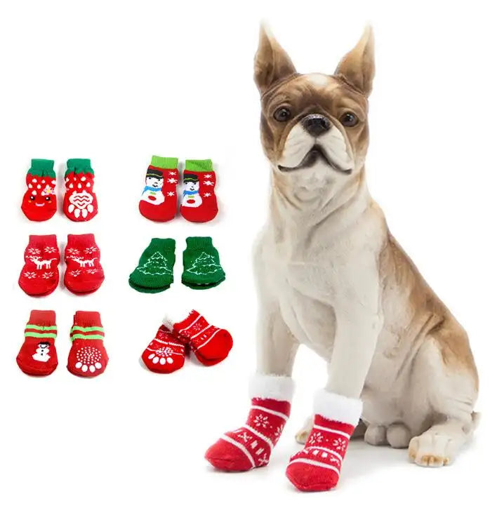 Christmas Pet Dog Shoes New Year Cute Christmas snowflake shape Knit Pet Socks Dog Socks
