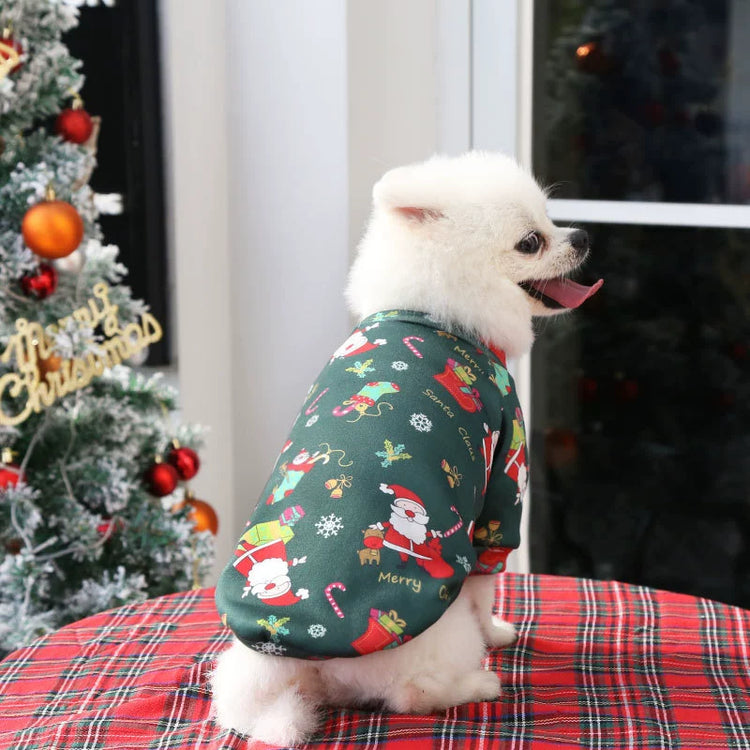 Medium and Large Dog Clothes Autumn and Winter Fleece Vest Warm Hoodie French Bulldog Bichon Pomeranian Christmas Clothes Cat Clothes Print
