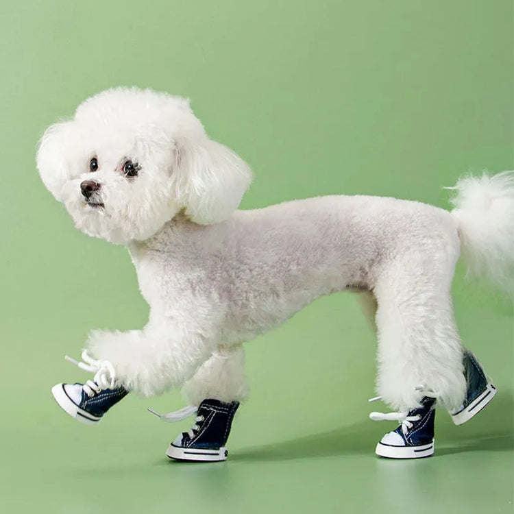 Pet Shoes Non-slip Anti-drop Tether Denim Canvas Shoe Cover Small Dog Cat General Outdoor Breathable Dog Shoes Pet Supplies