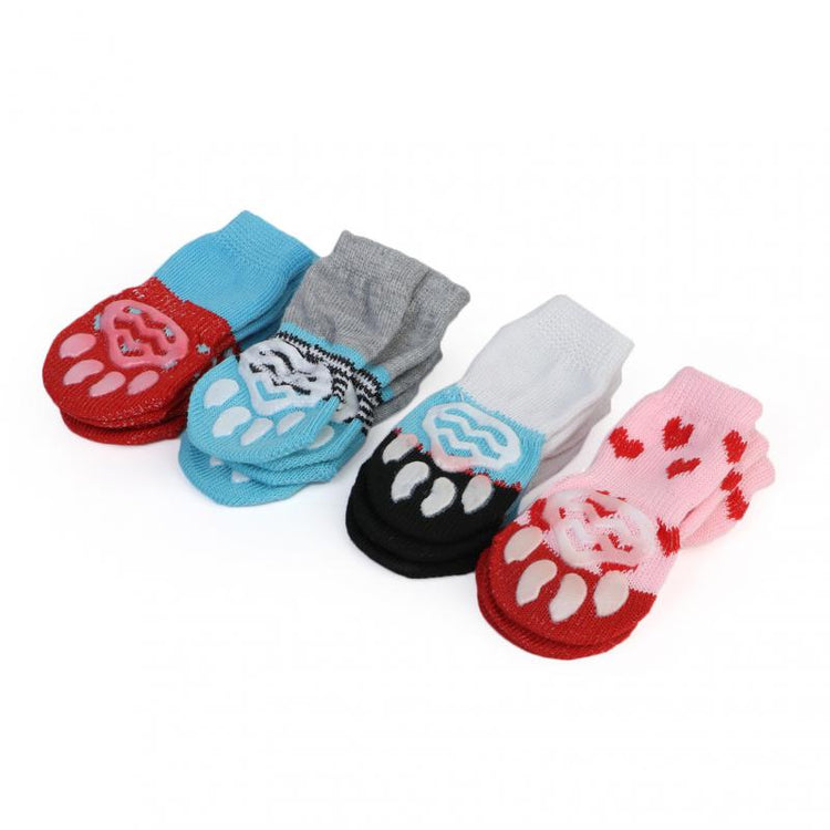 4pcs/Set Pet Dog Puppy Cat Shoes Slippers Non-Slip Socks Pet Cute Indoor For Small Dogs Cats Snow Boots Socks Pet Supplies