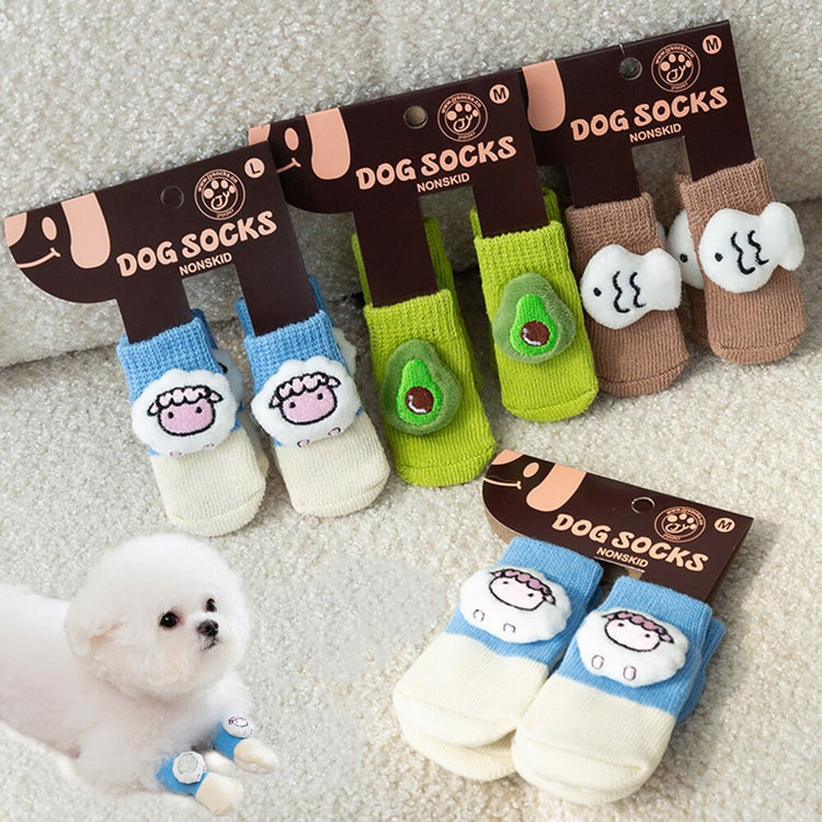 Wholesale Pet Socks Breathable Knitted Puppy Dog Socks Lovely Cartoon Printed Antiskid Socks for Small Dogs Pet Supplies